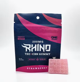 Gummies | Strawberry | 200mg THC: 50mg CBN Single | Rhino Gummy