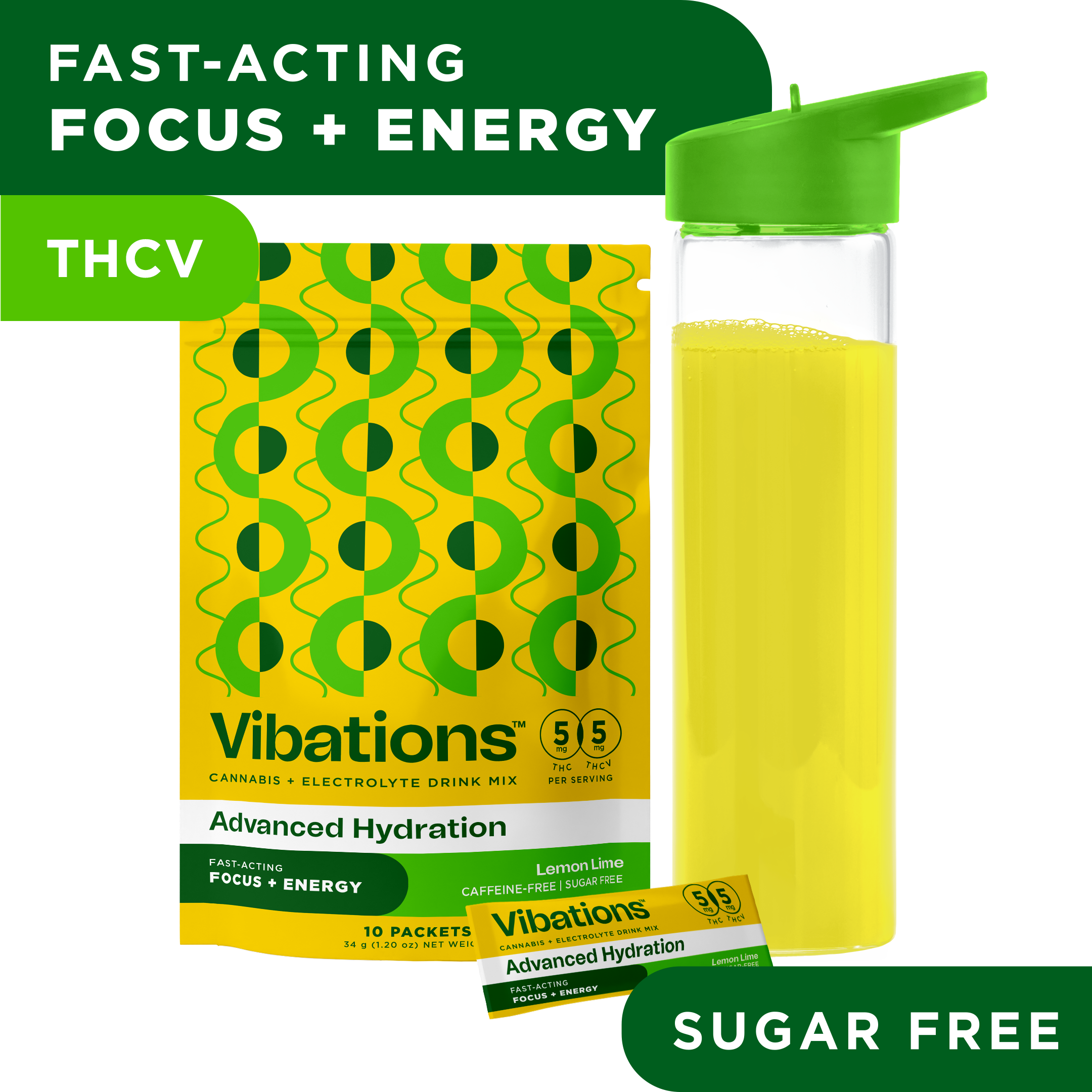 Lemon Lime | 1:1 THC:THCV Drink Mix | 10pk of 5mg* product photo