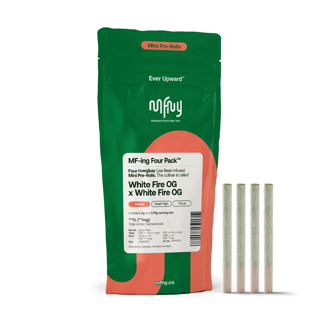 White Fire OG x White Fire OG | Sativa | 4 Pack Infused Pre-Roll