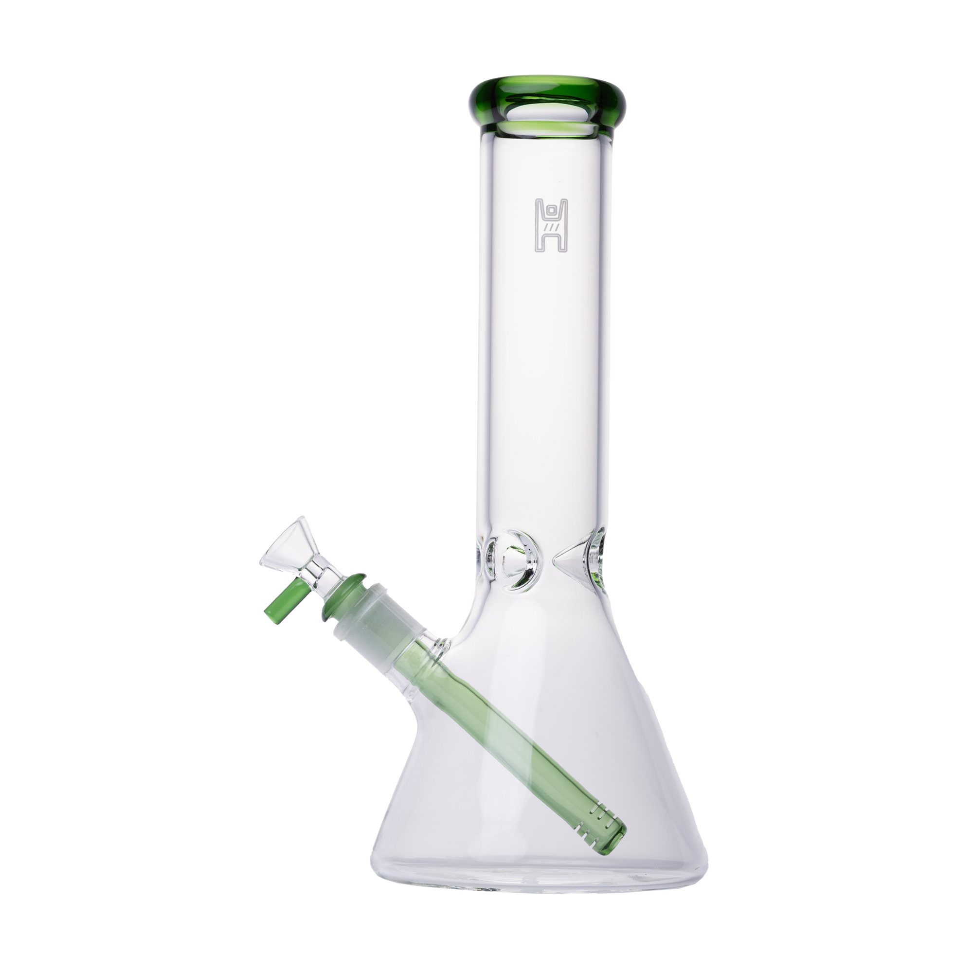 12 Beaker Clear With Green Accent