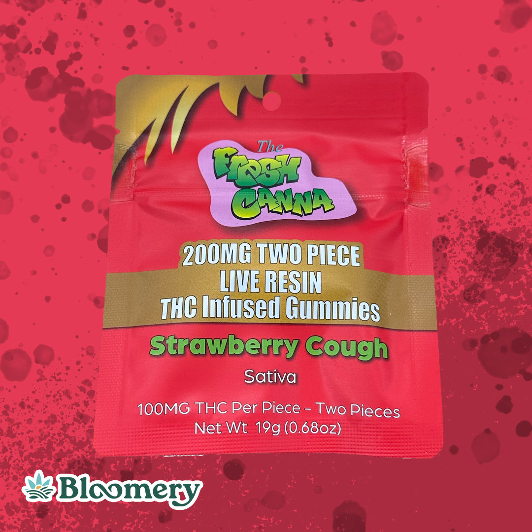 Fresh Canna | 200mg Live Resin Gummies | 2 Pack | Strawberry Cough (Sativa)