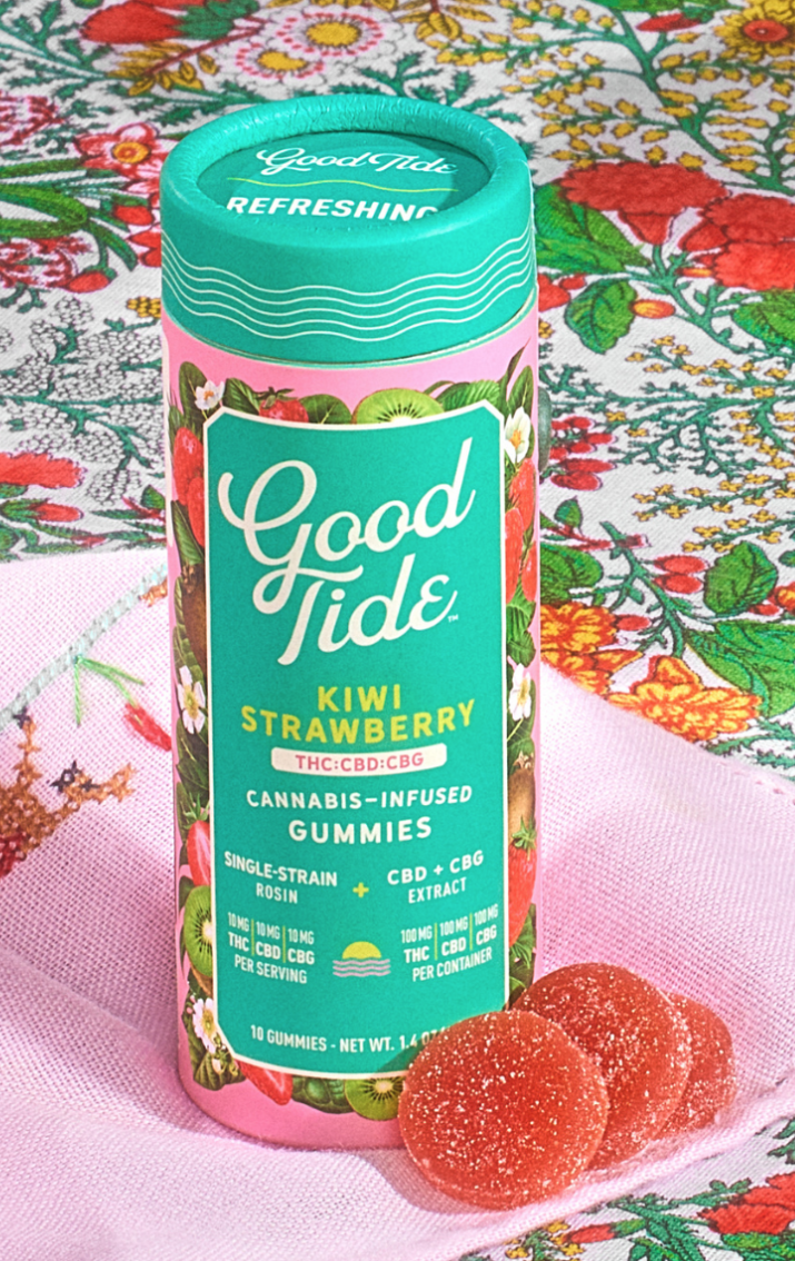 Good Tide Kiwi Strawberry Refreshing 1:1:1 THC:CBD:CBG 10pk 10mg Gummies