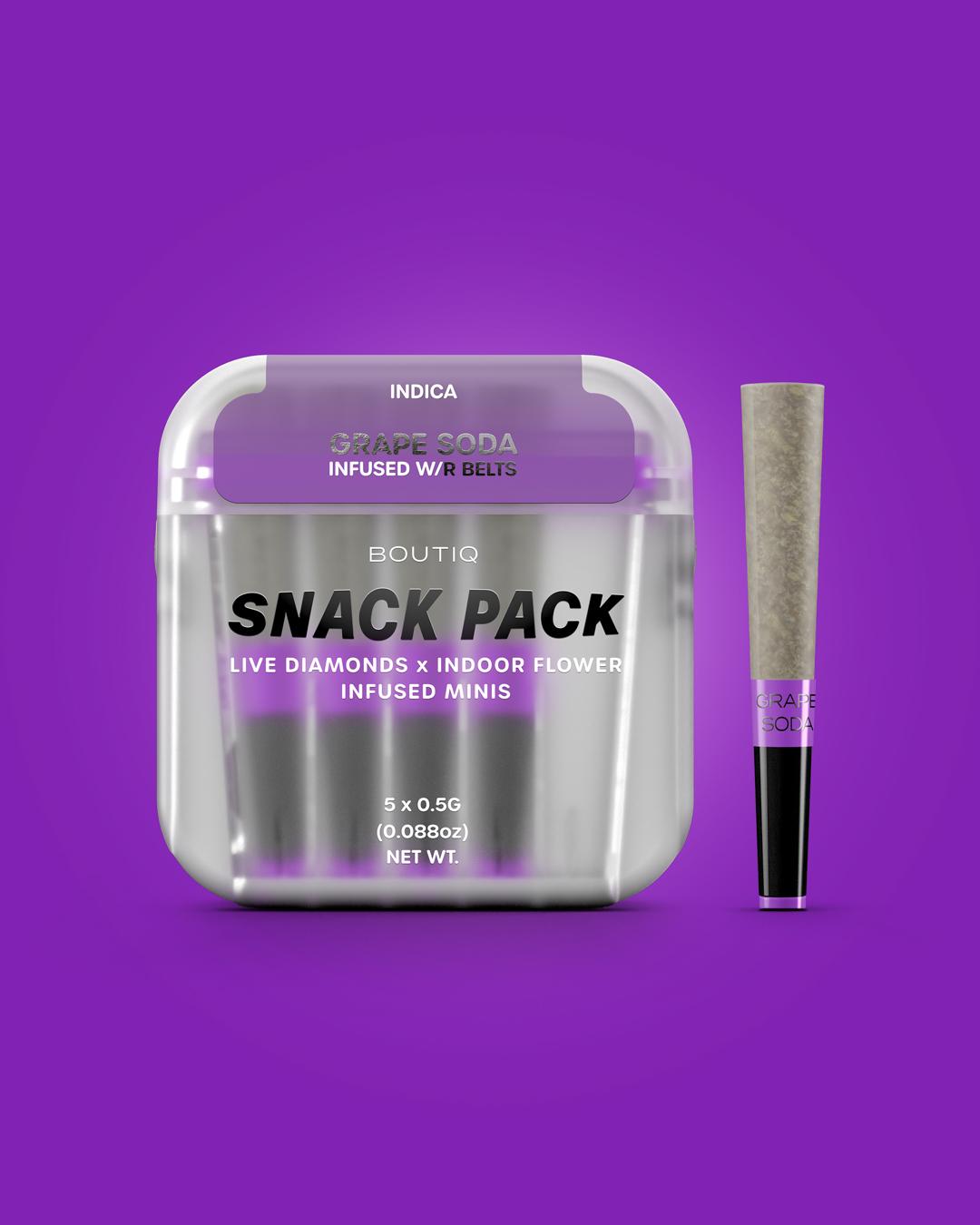 BOUTIQ | Snack Pack | Grape Soda x Rainbow Belts | 5 x 0.5g Diamond Infused Prerolls