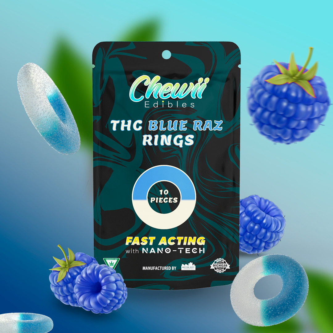 Chewii 200mg Fast Acting Rings Gummies Blue Raz