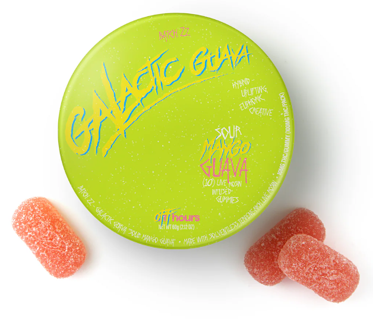Off Hours Galactic Guava Sour Passionfruit Mango Guava 1pk 100mg Live Rosin Rope