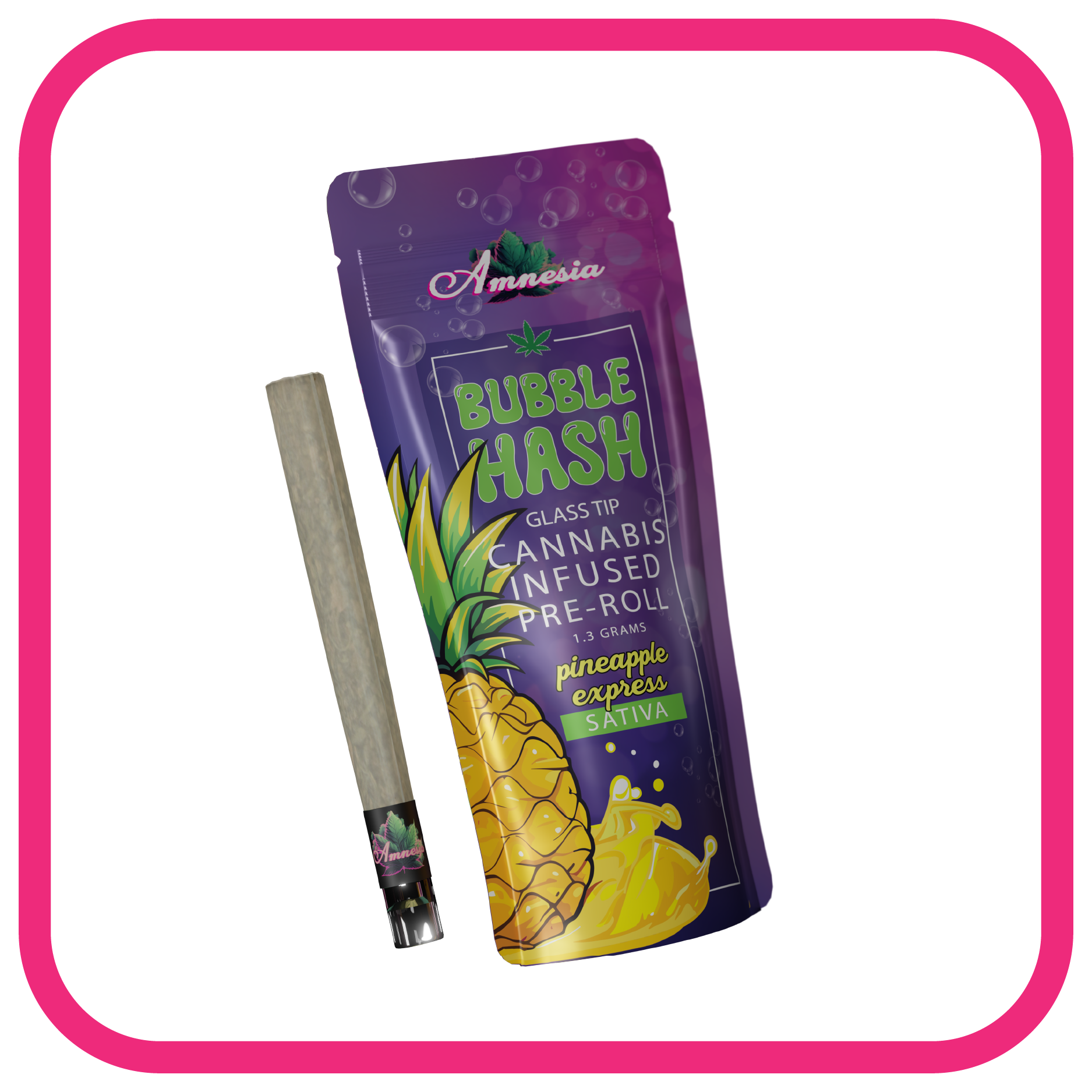 Infused Preroll Bubble Hash Glass Tip 1.3g - Pineapple Express
