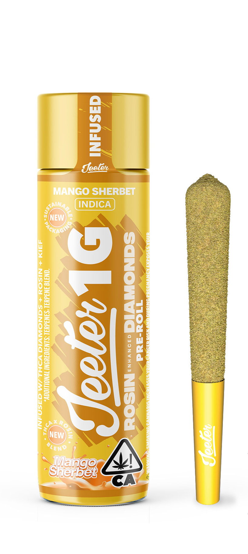 Jeeter - 1g Rosin Diamonds Infused Preroll - Mango Sherbet