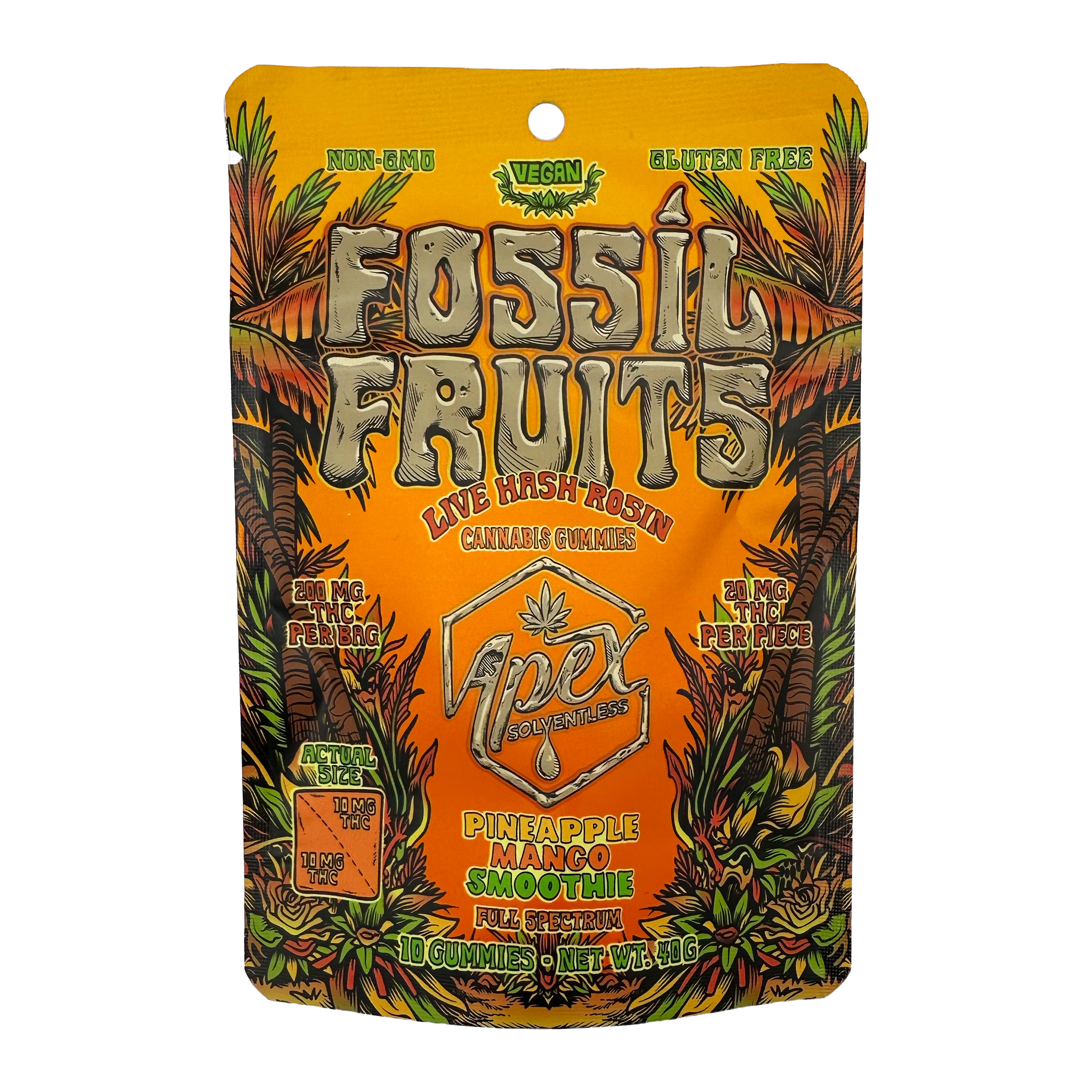 Apex Solventless | Fossil Fruits | 200mg Rosin Gummies | Pineapple Mango