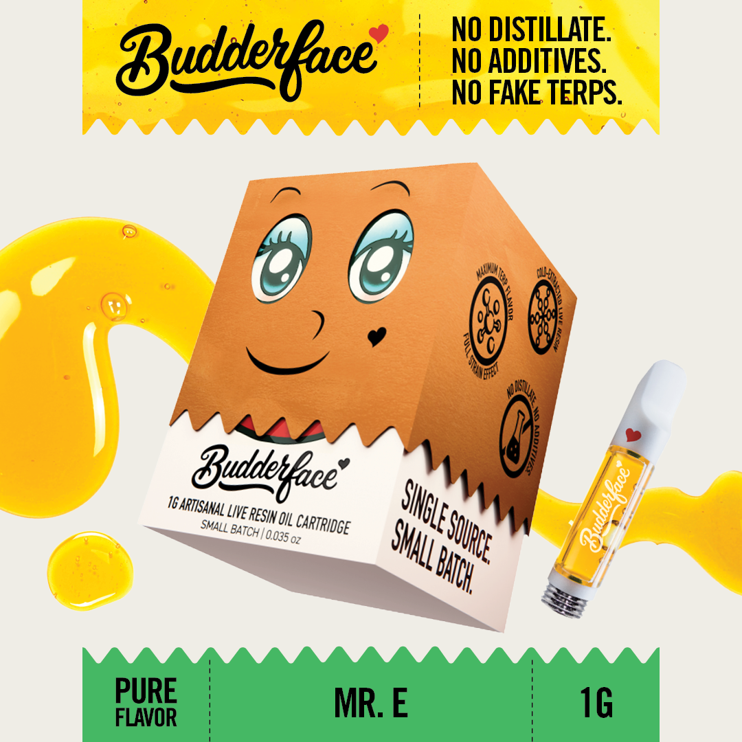 BUDDERFACE | Mr E | 1G | Artisanal Live Resin 510 Vape Cart