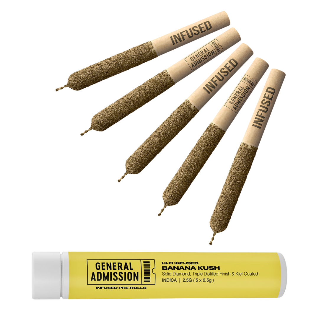 General Admission Banana Kush Hi-Fi Infused Pre-Roll - 5 x .5g ⭐KIARA'S PICK⭐