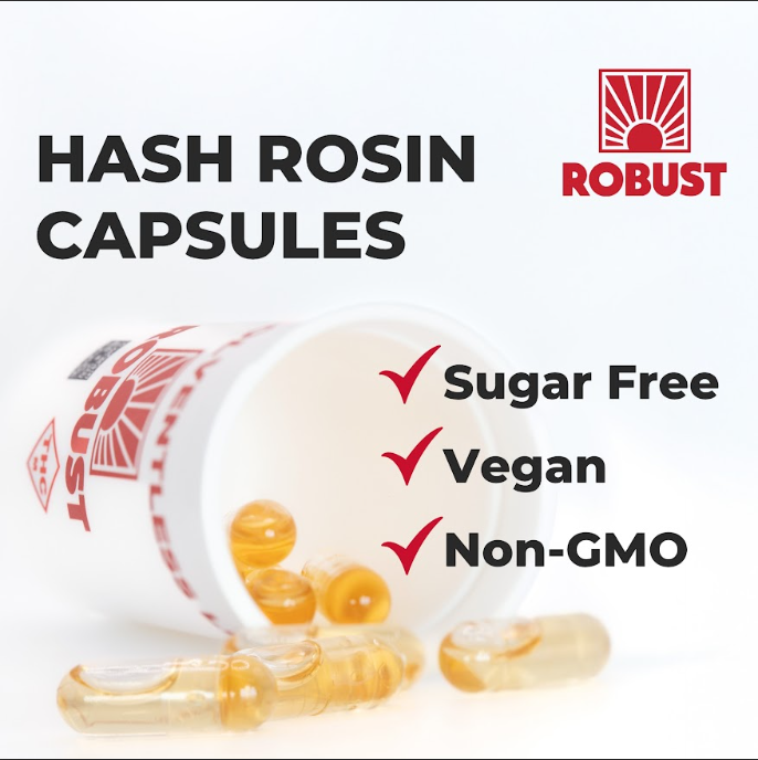 SOLVENTLESS HASH ROSIN CAPSULES 10PK 100MG HYBRID