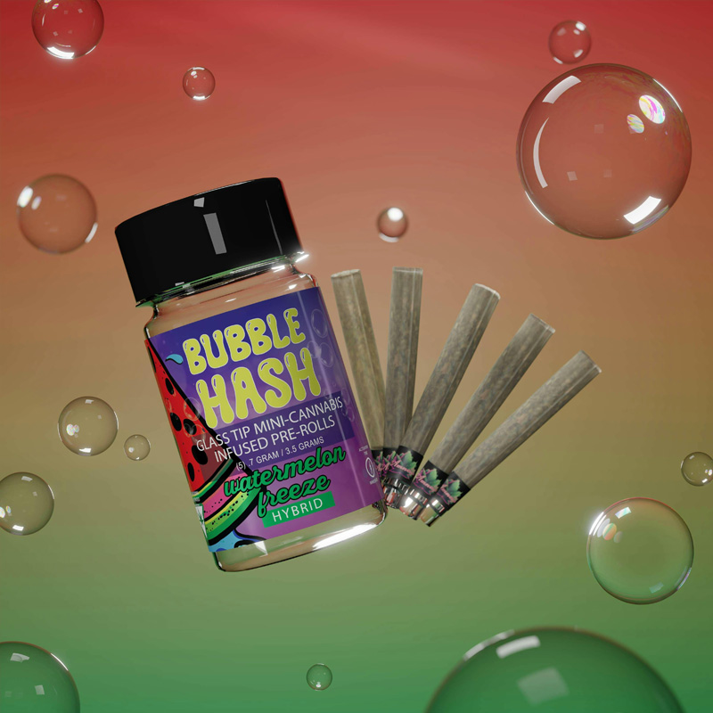 Amnesia | 5-Pack Bubble Hash Infused Pre-rolls | Watermelon Freeze