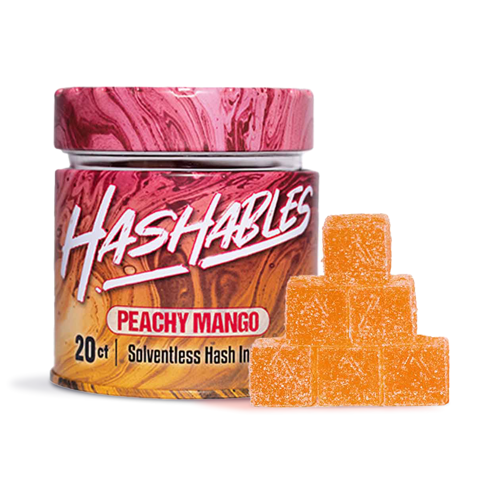 Peachy Mango Hash Infused Gummies 20-pack
