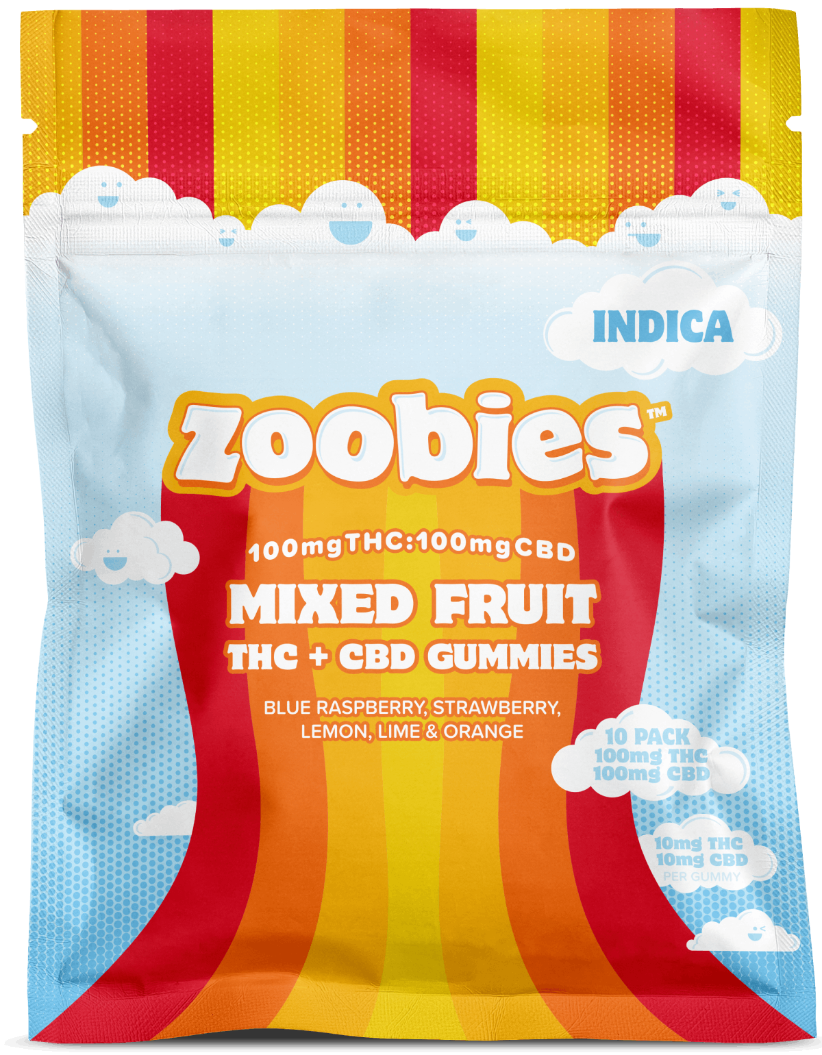 Zoobies - Mixed Fruit Indica - 10pk/100mg - THC + CBD Edibles