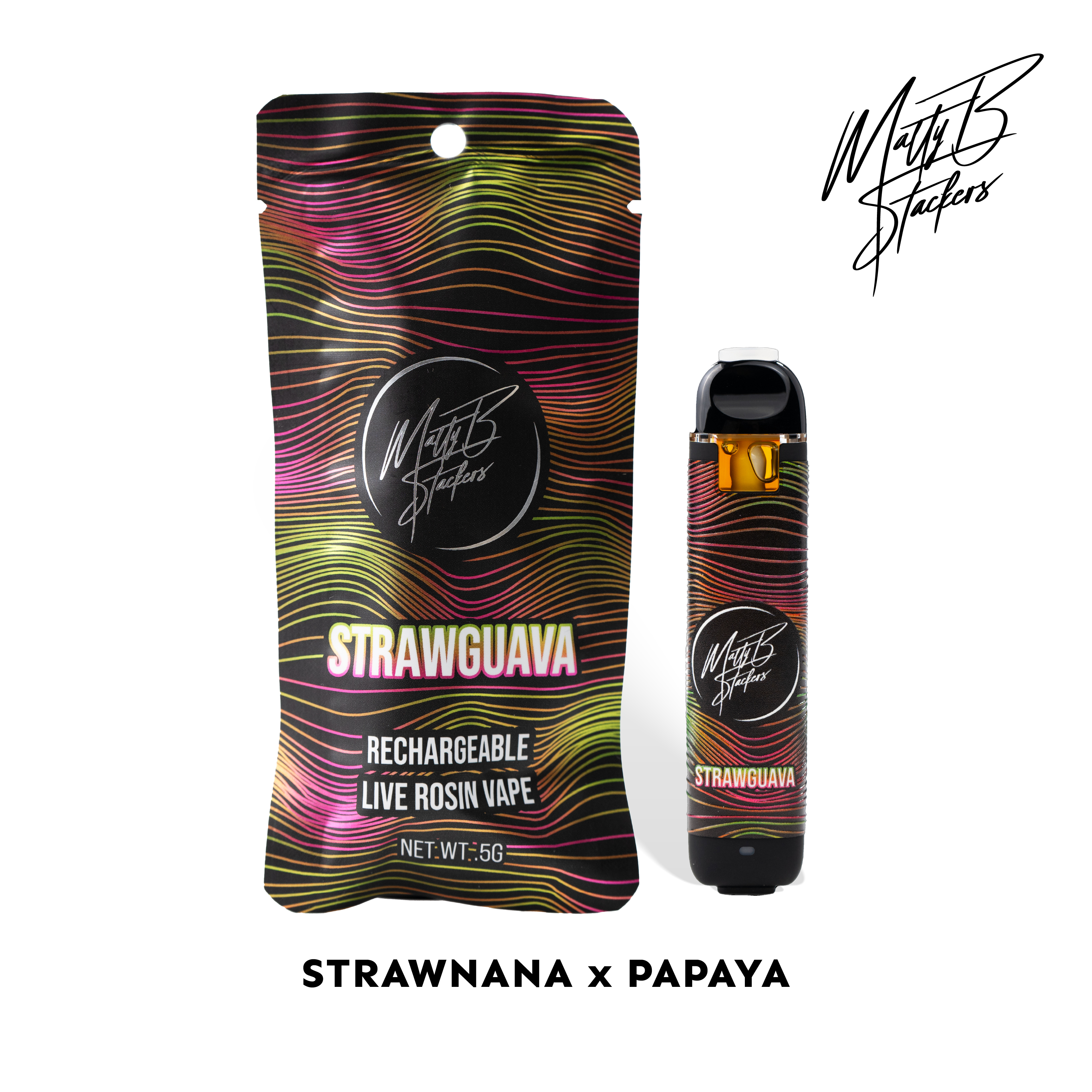 MATTYB STACKERS | STRAW GUAVA LIVE ROSIN DISPOSABLE VAPE