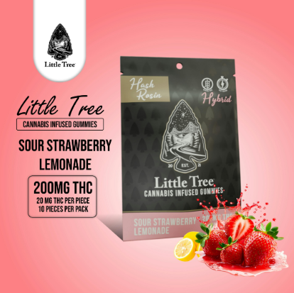 Little Tree Hash Rosin Gummies 200mg - Sour Strawberry Lemonade