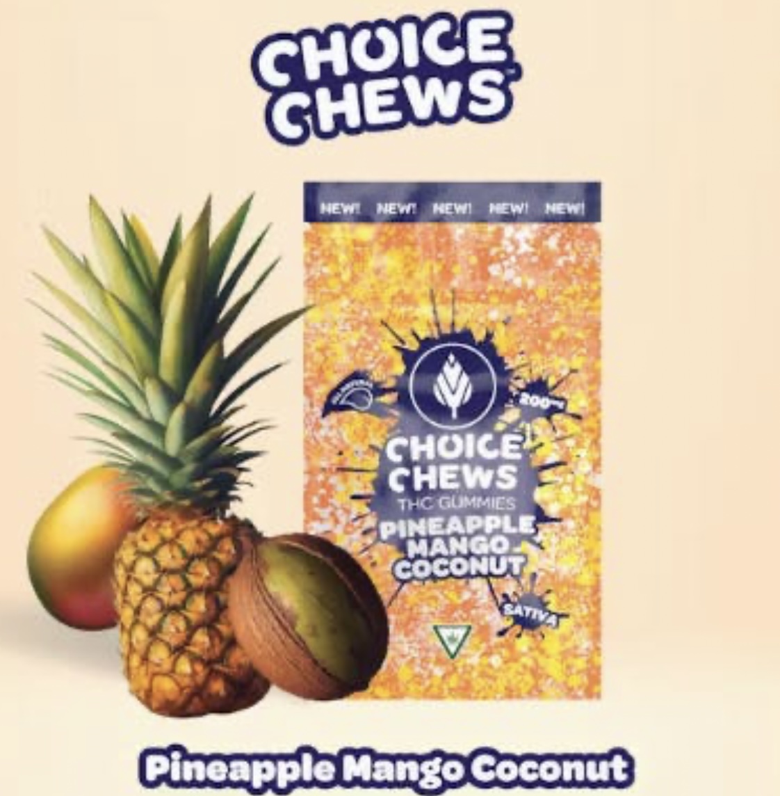 Choice: Pineapple Mango Coconut 200MG Gummies (S)