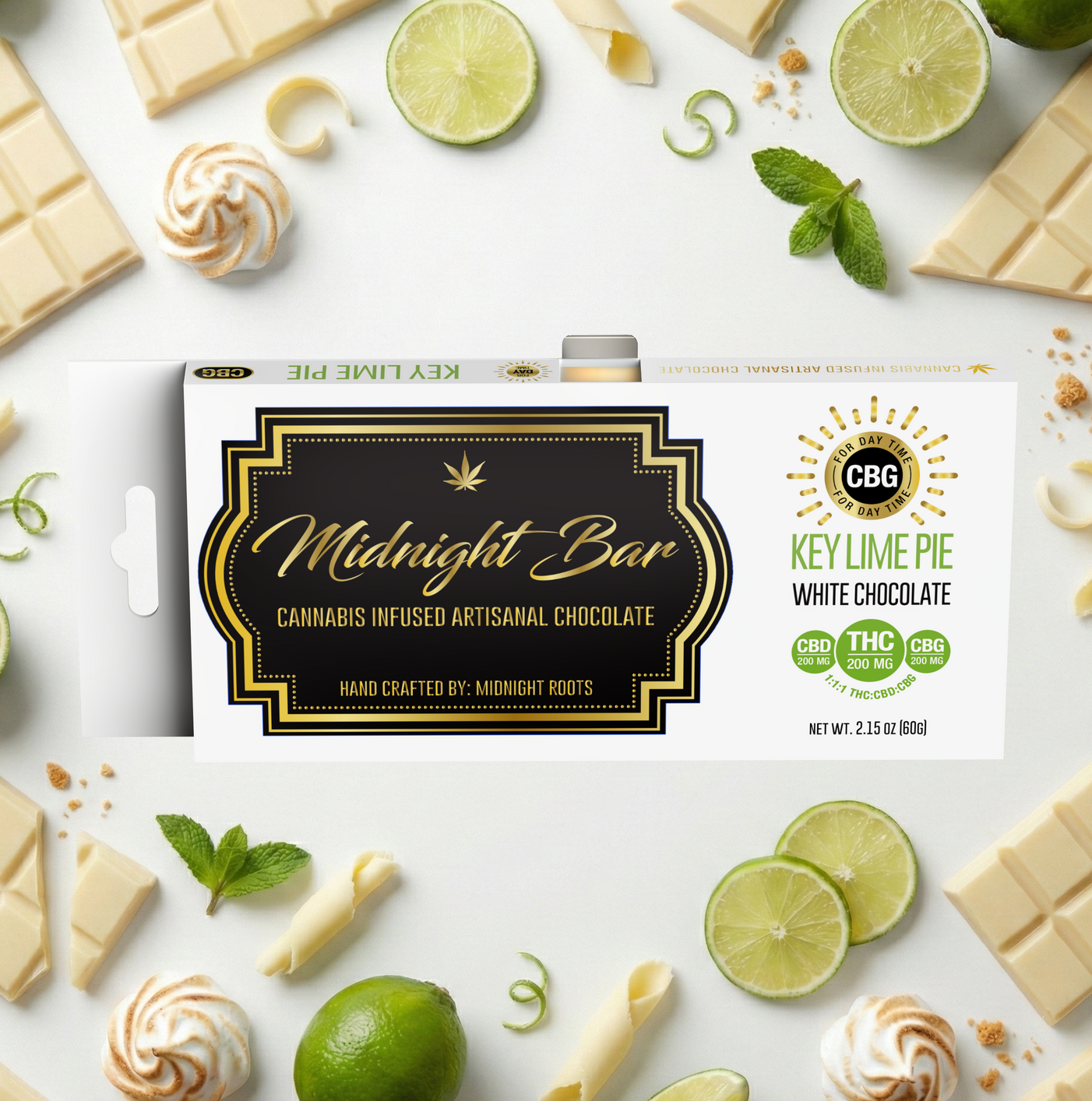 1:1:1 | Key Lime Pie White Chocolate Bar | 200mg CBG x 200mg THC x 200mg CBD | 1pk | Midnight Roots