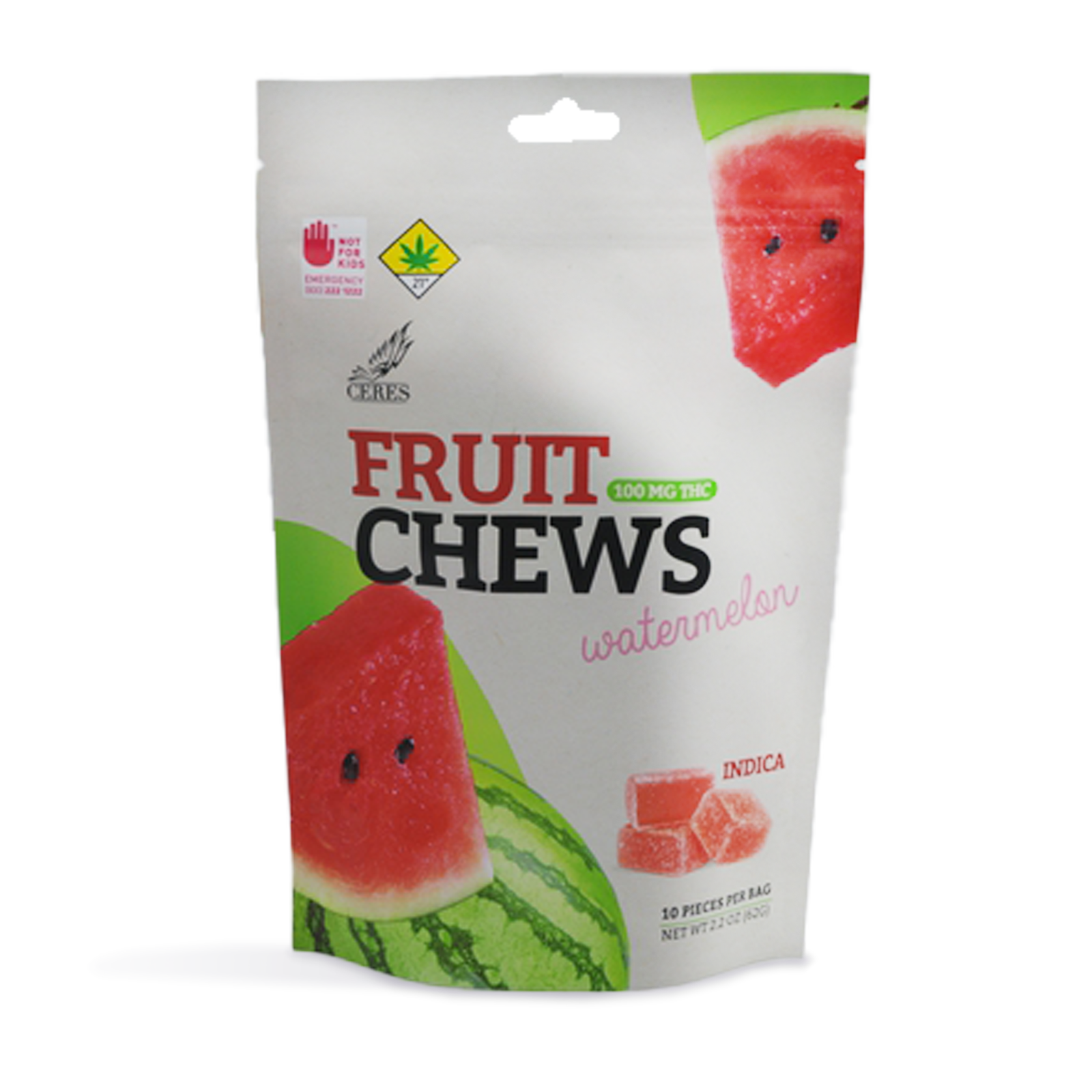 Watermelon Indica Fruit Chews 10-Pack | 100mg