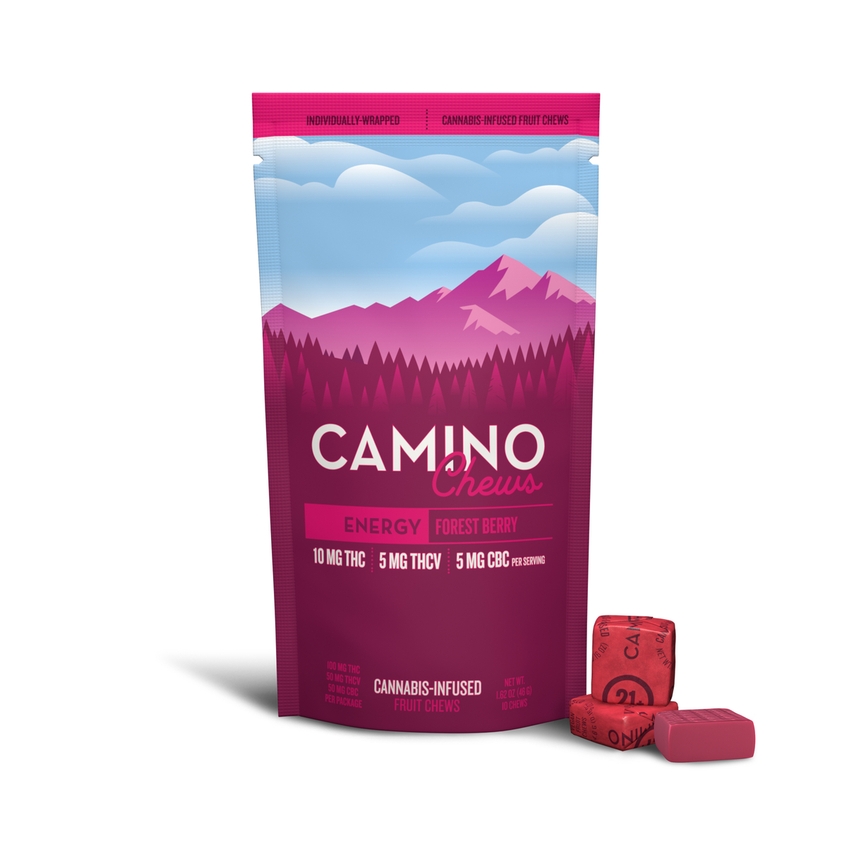 Forest Berry 'Energy' Camino Chews 10mg THC: 5mg CBC: 5mg THCV [10pk]