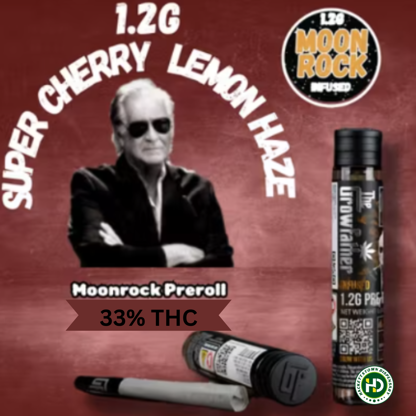 The Growfather | Moonrock Infused Pre-Roll | Super Cherry Lemon Haze | 1.2g (Hybrid)
