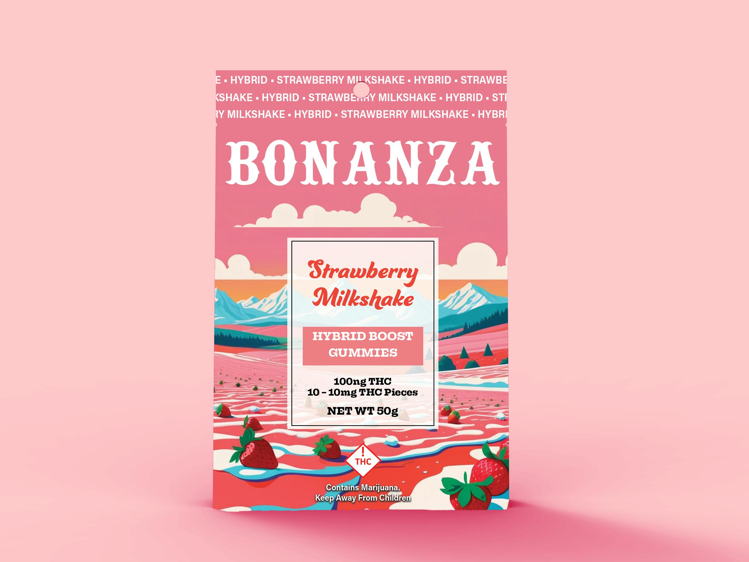 Bonanza Strawberry Milkshake Gummies 100MG