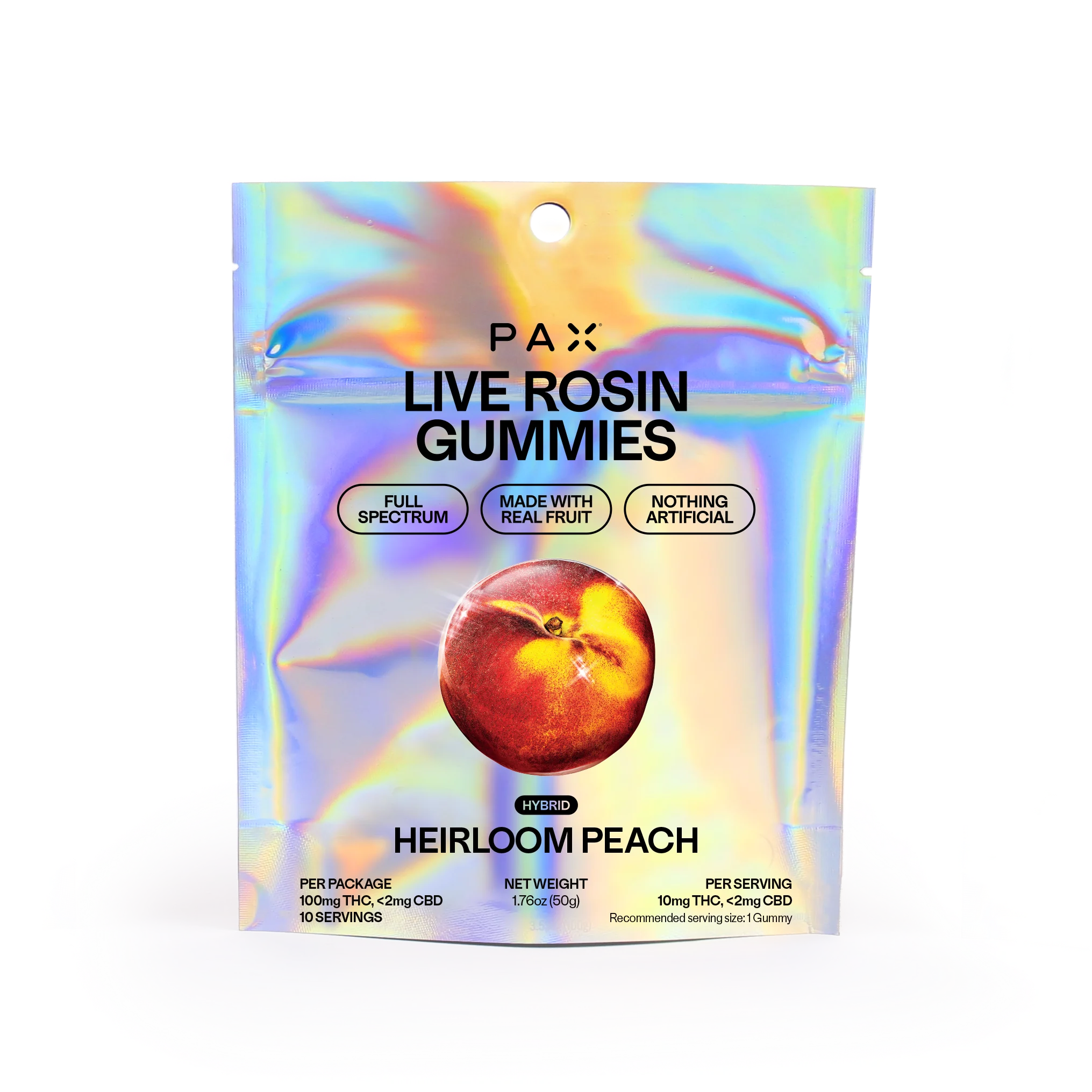 PAX  Heirloom Peach 10pk 10mg Live Rosin Gummies