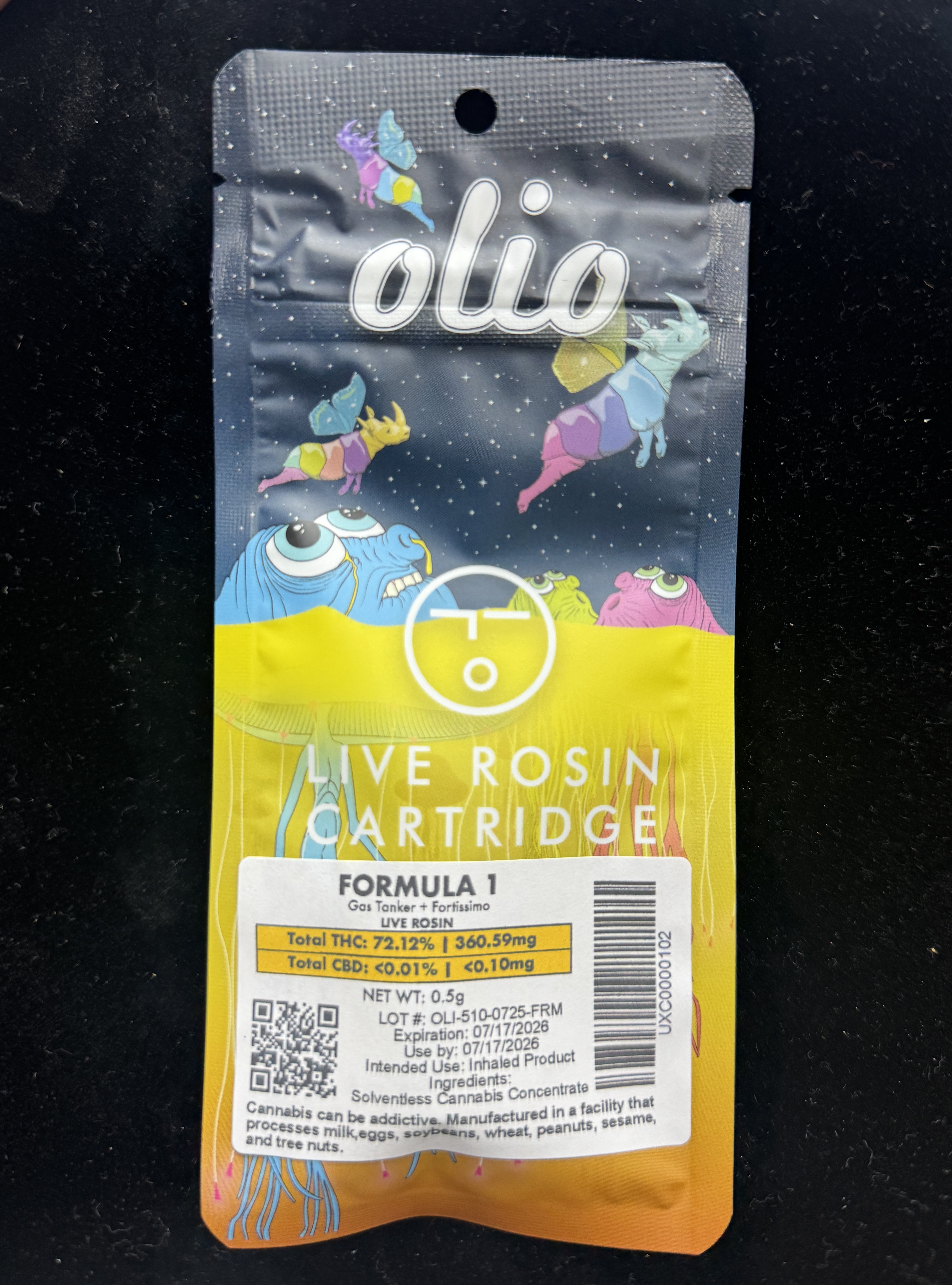Olio | Formula 1 | Live Rosin 510 Cartridge | 0.5g