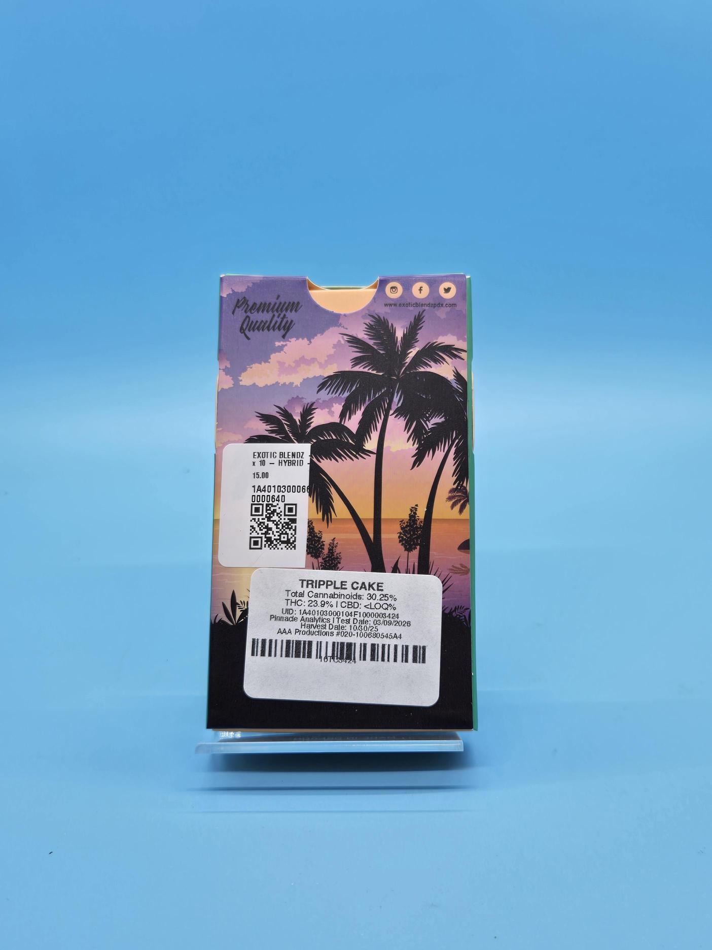 EXOTIC BLENDZ - PREROLL - 0.5G x 10 - HYBRID - TRIPPLE CAKE