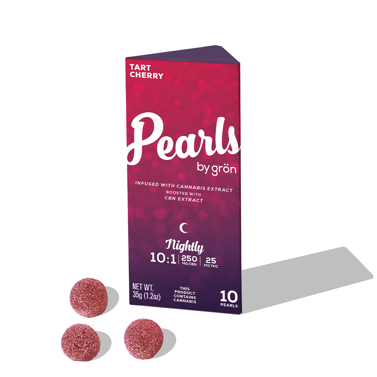 10:1 CBN/THC TART CHERRY PEARL GUMMIES 25MG GRON M{678} N{}