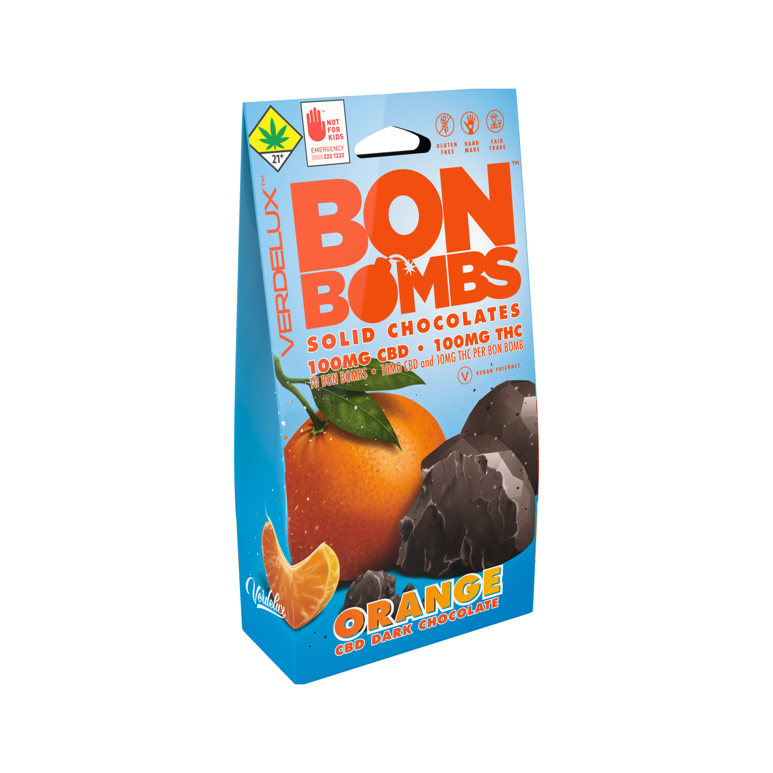 1:1 Orange Dark Chocolate 10-Pack Edibles Verdelux | 200mg