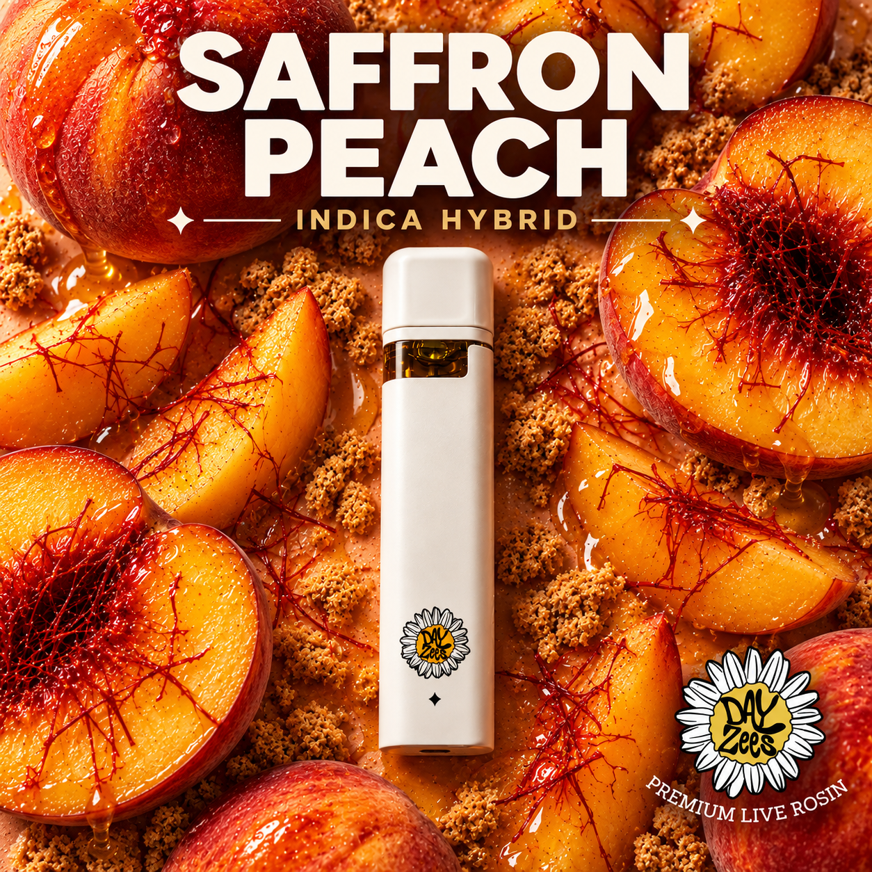DAYZEES | SAFFRON PEACH | LIVE ROSIN DISPOSABLE | 1G | INDICA / HYBRID