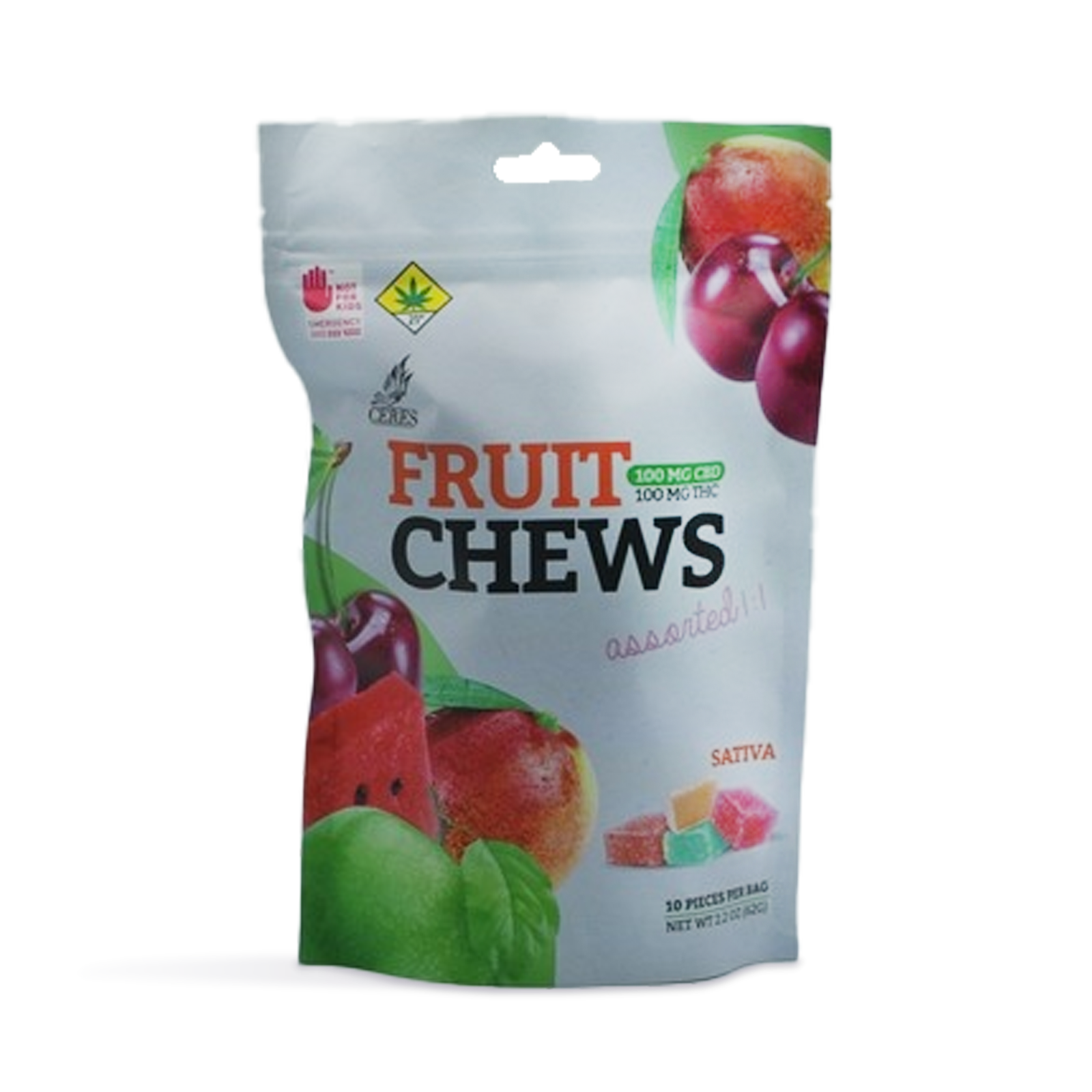 Assorted Sativa 1:1 Fruit Chews 10-Pack | 200mg