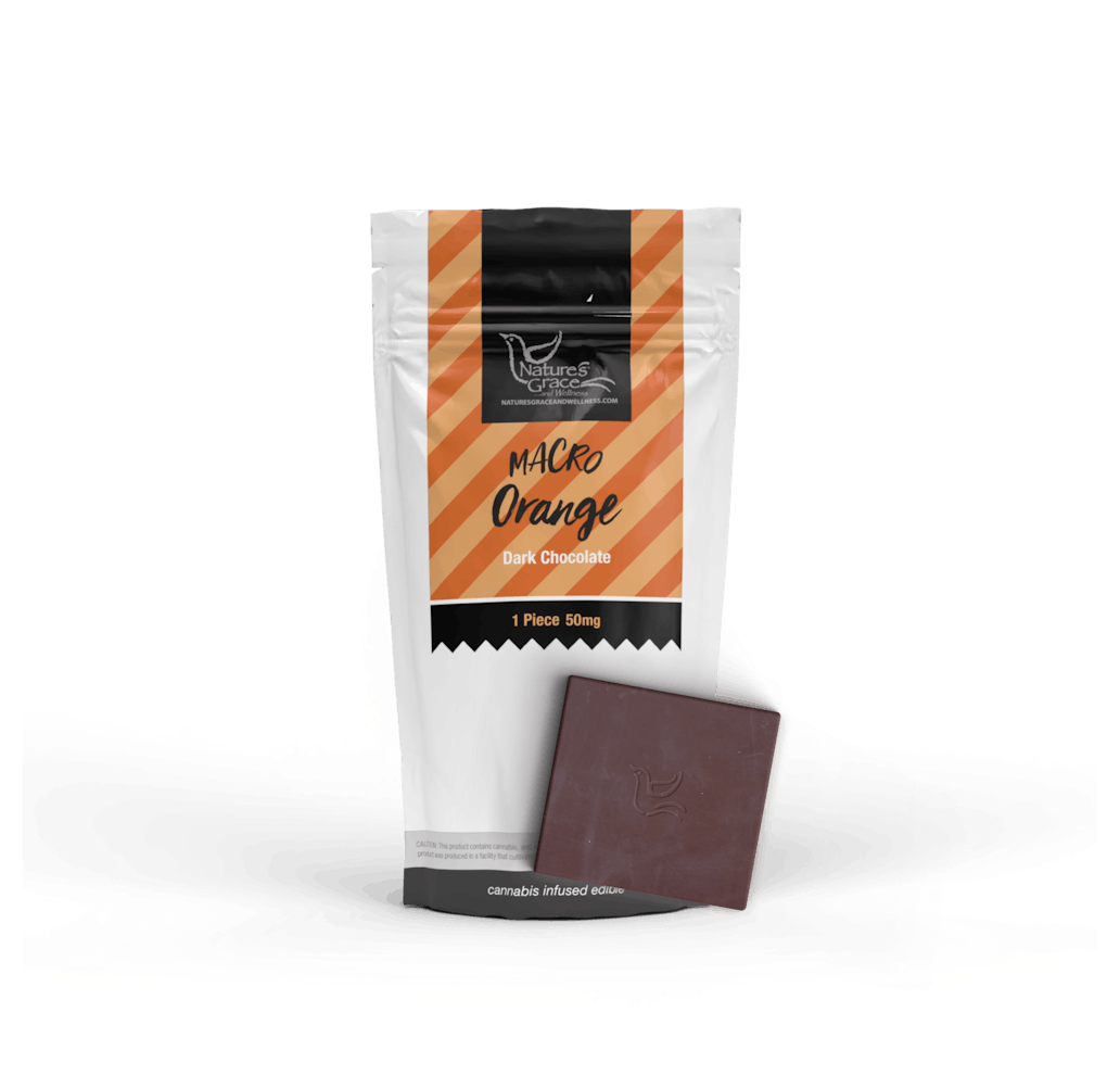 NGW Macro Chocolate Bar 50mg: Orange Dark Chocolate 1pc