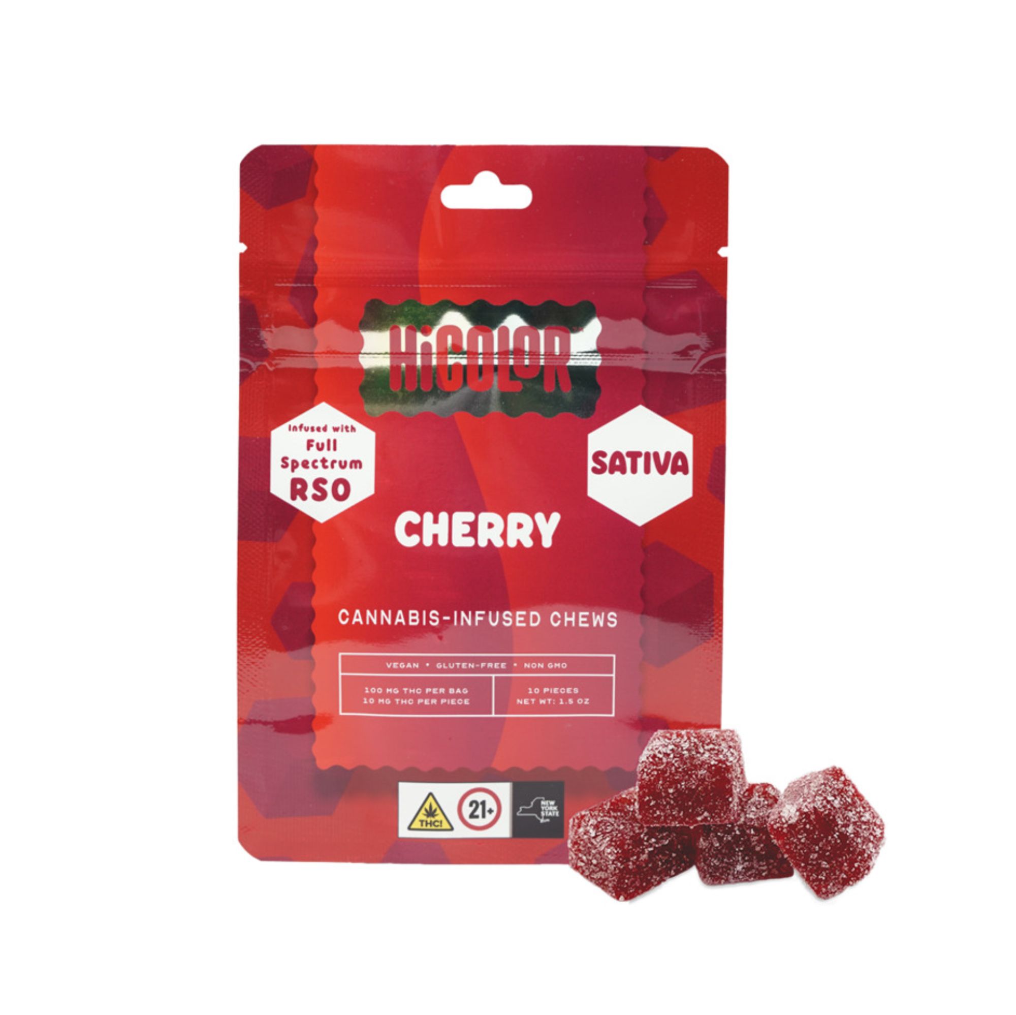 HiColor Cherry Full Spectrum RSO 10pk 100mg Gummies