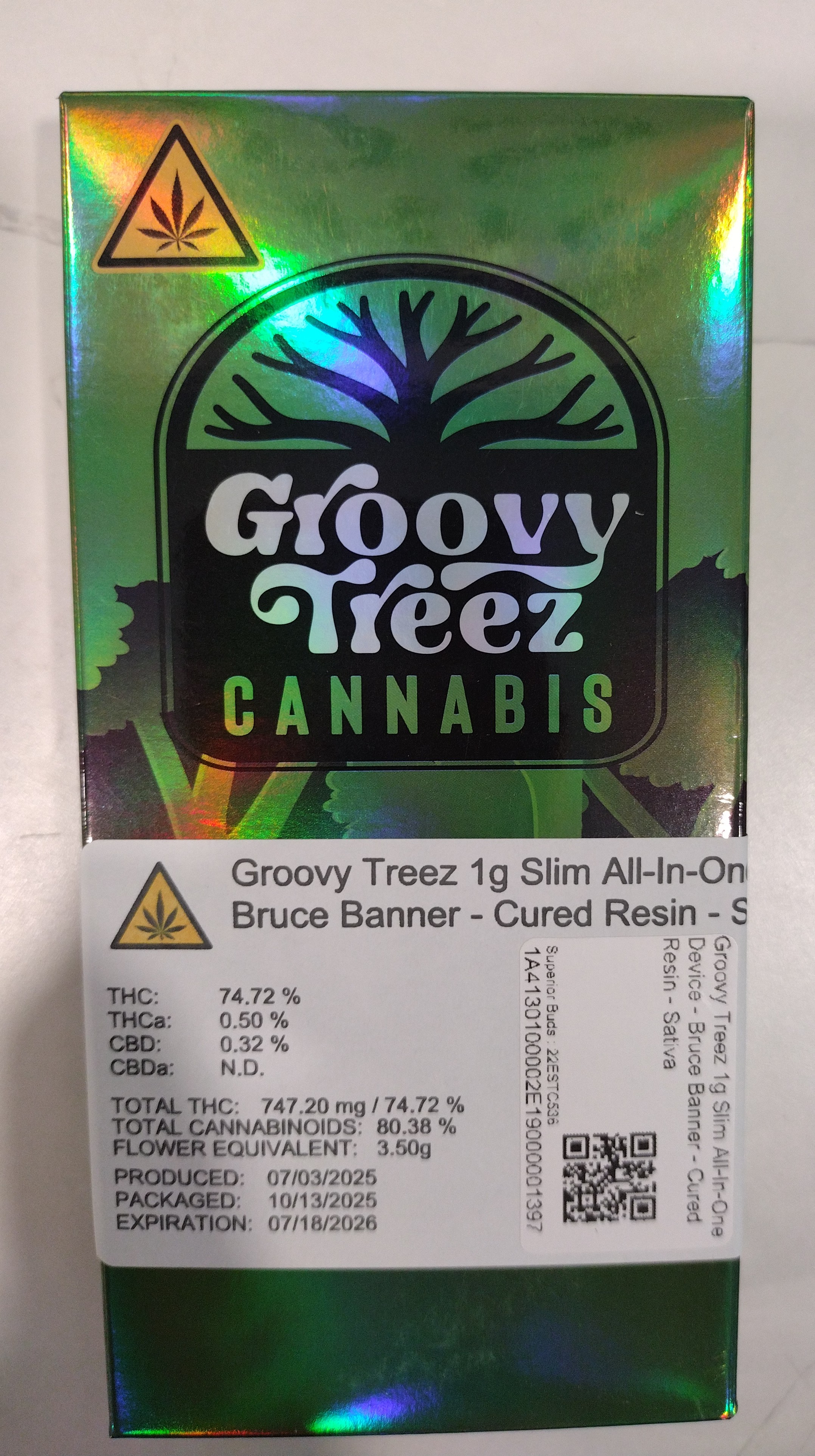 Groovy Treez - Bruce Banner - 1g Cured Resin Disposable