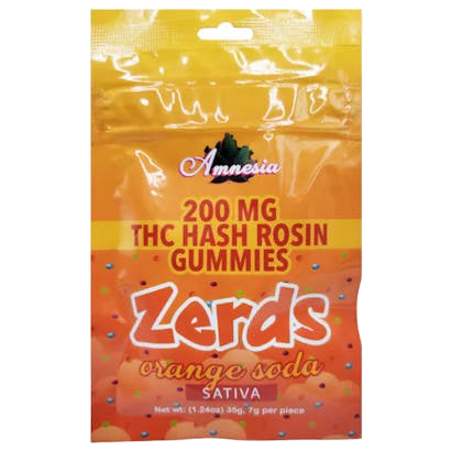 Amnesia Zerds | Orange Soda | 200mg Hash Rosin Gummies 1pk