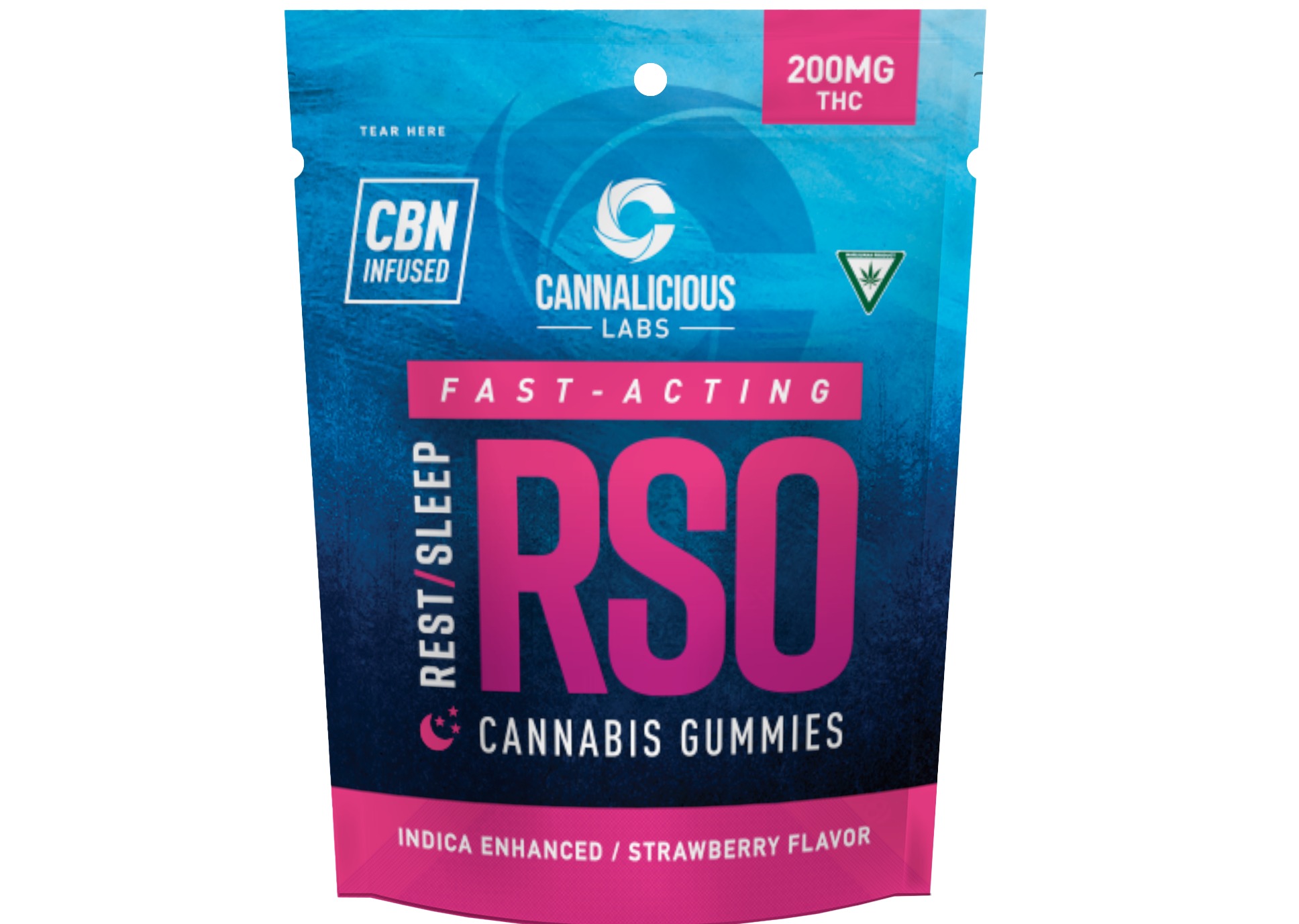 Cannalicious - Gummies - 200mg RSO Rest - 4:1 THC/CBN - Strawberry