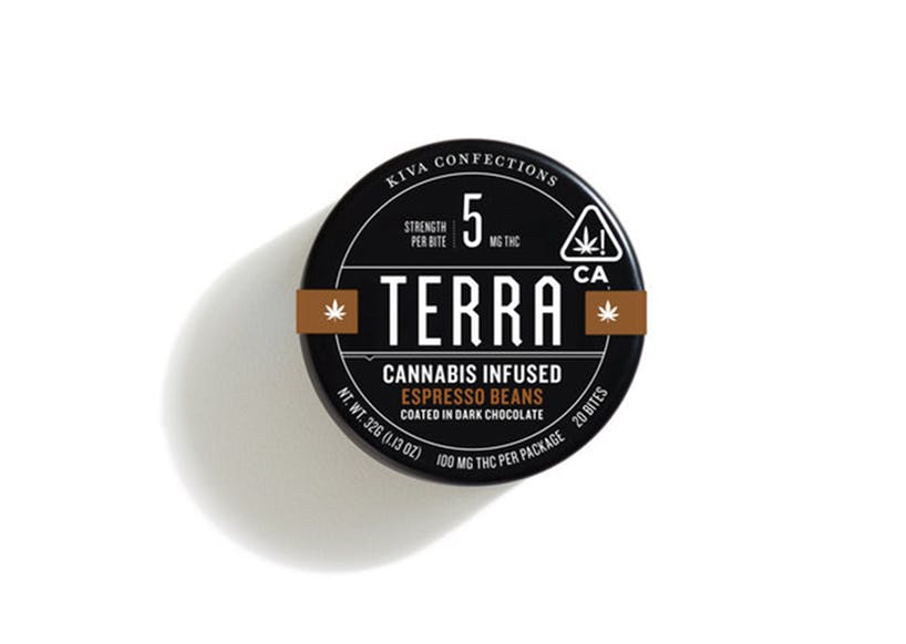 Kiva Confections | Terra - Dark Chocolate Espresso Beans | 100mg