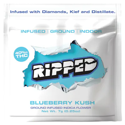 RIPPED - BLUEBERRY KUSH - INFUSED GROUND FLOWER - 7G