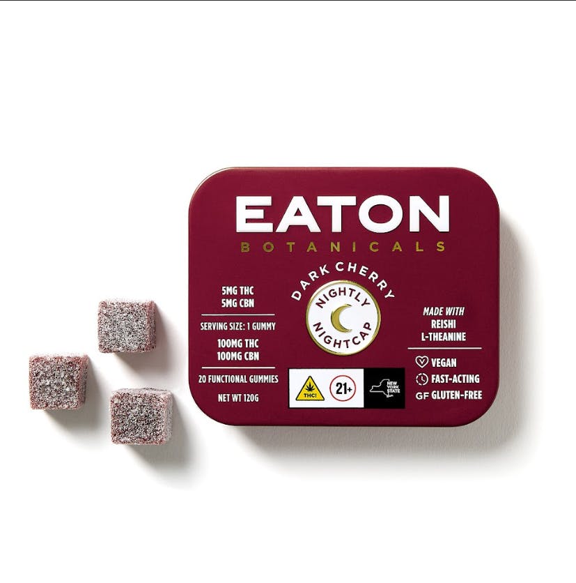 20pk 1:1 THC:CBN Gummies 100mg | Dark Cherry Nightly Nightcap