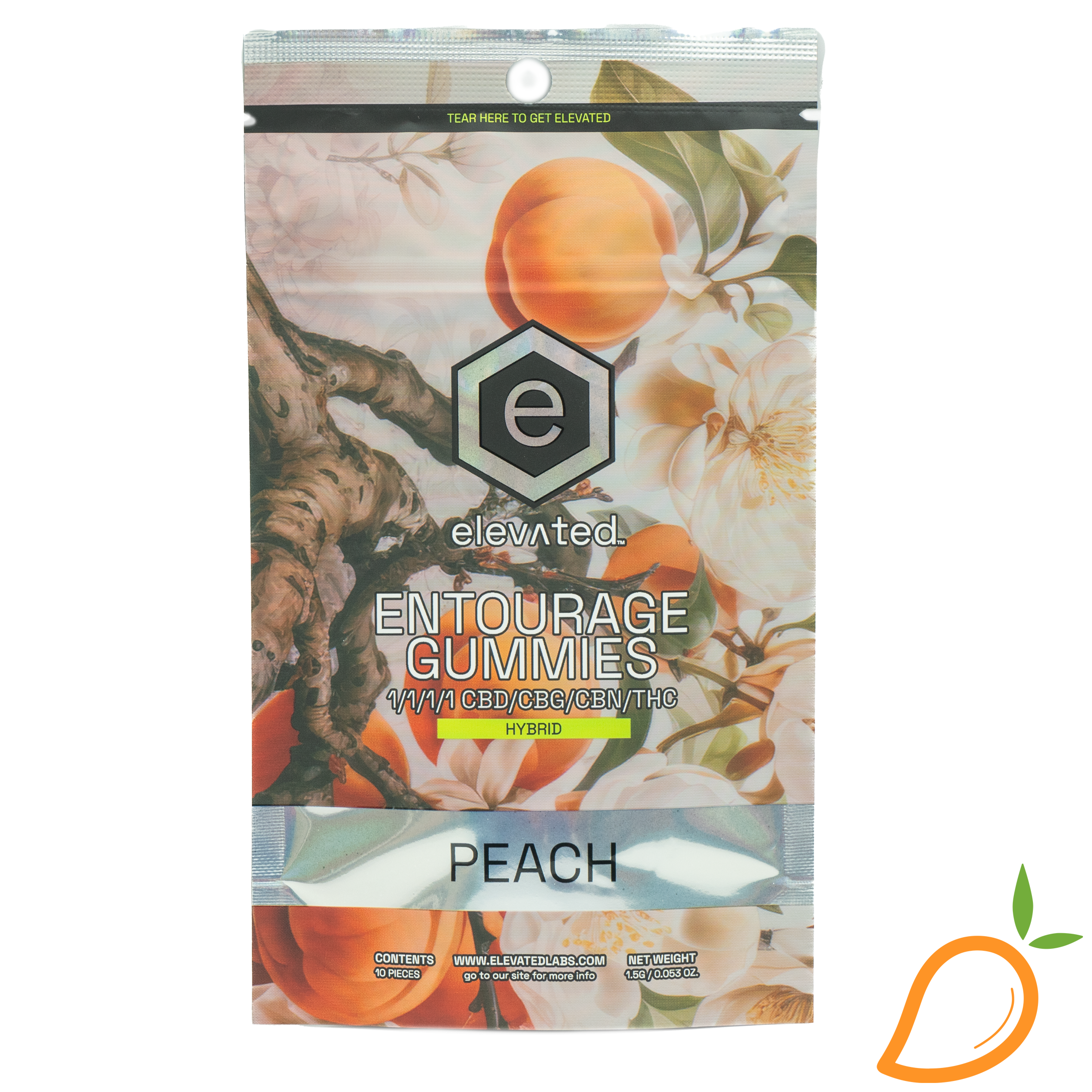 100mg 1:1:1:1 Peach Entourage Gummies