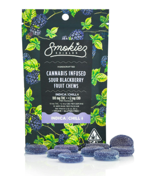 Smokiez Sour Blackberry Indica Fruit Chews 100mg