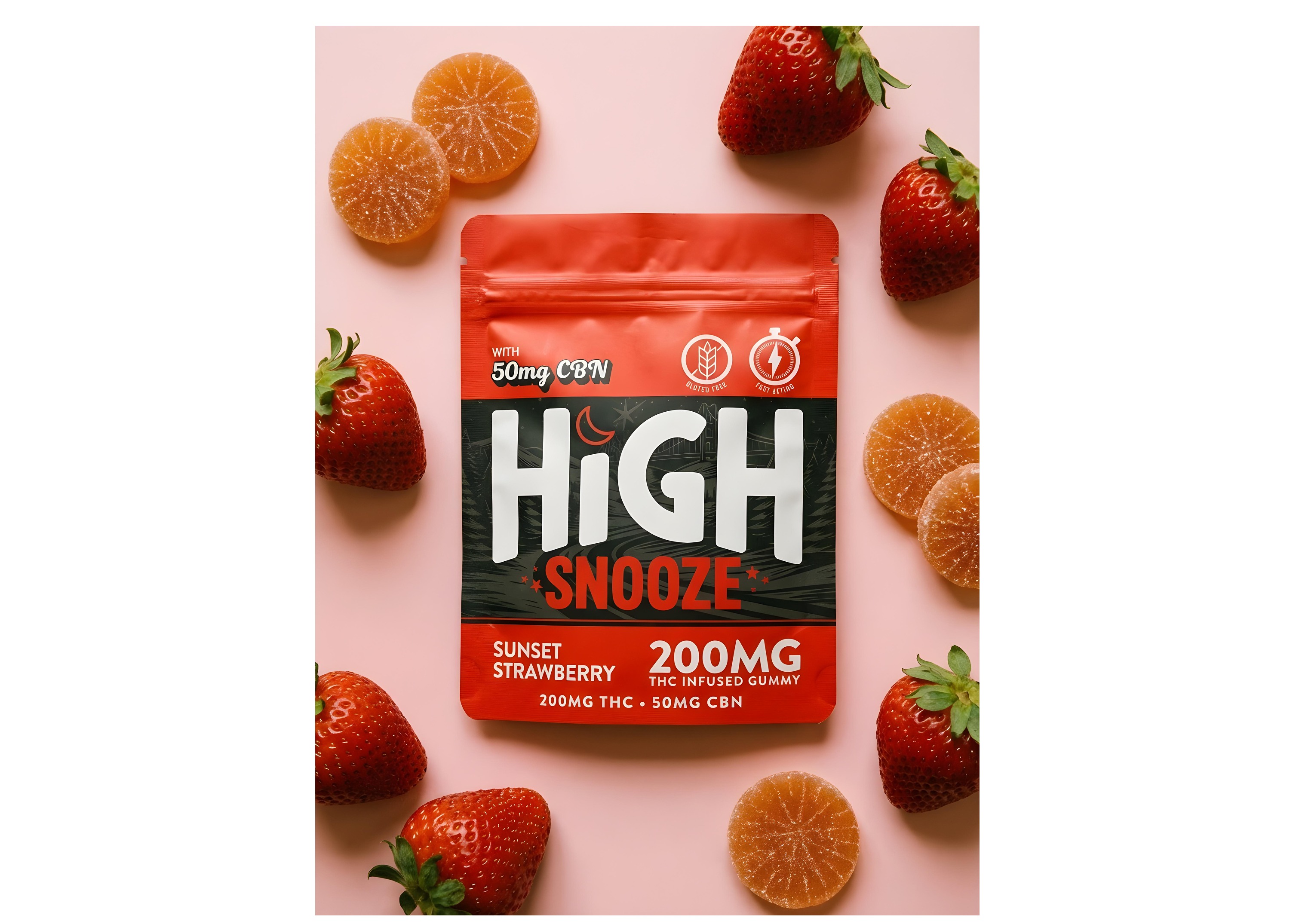 High Snooze - Gummies - 200mg - 4:1 THC/CBN - Sunset Strawberry