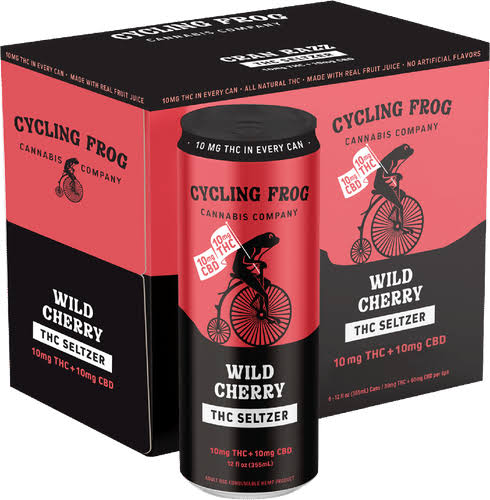 Cycling Frog | THC Seltzer Beverage | Wild Cherry | 10mg THC/10mg CBD | 12oz