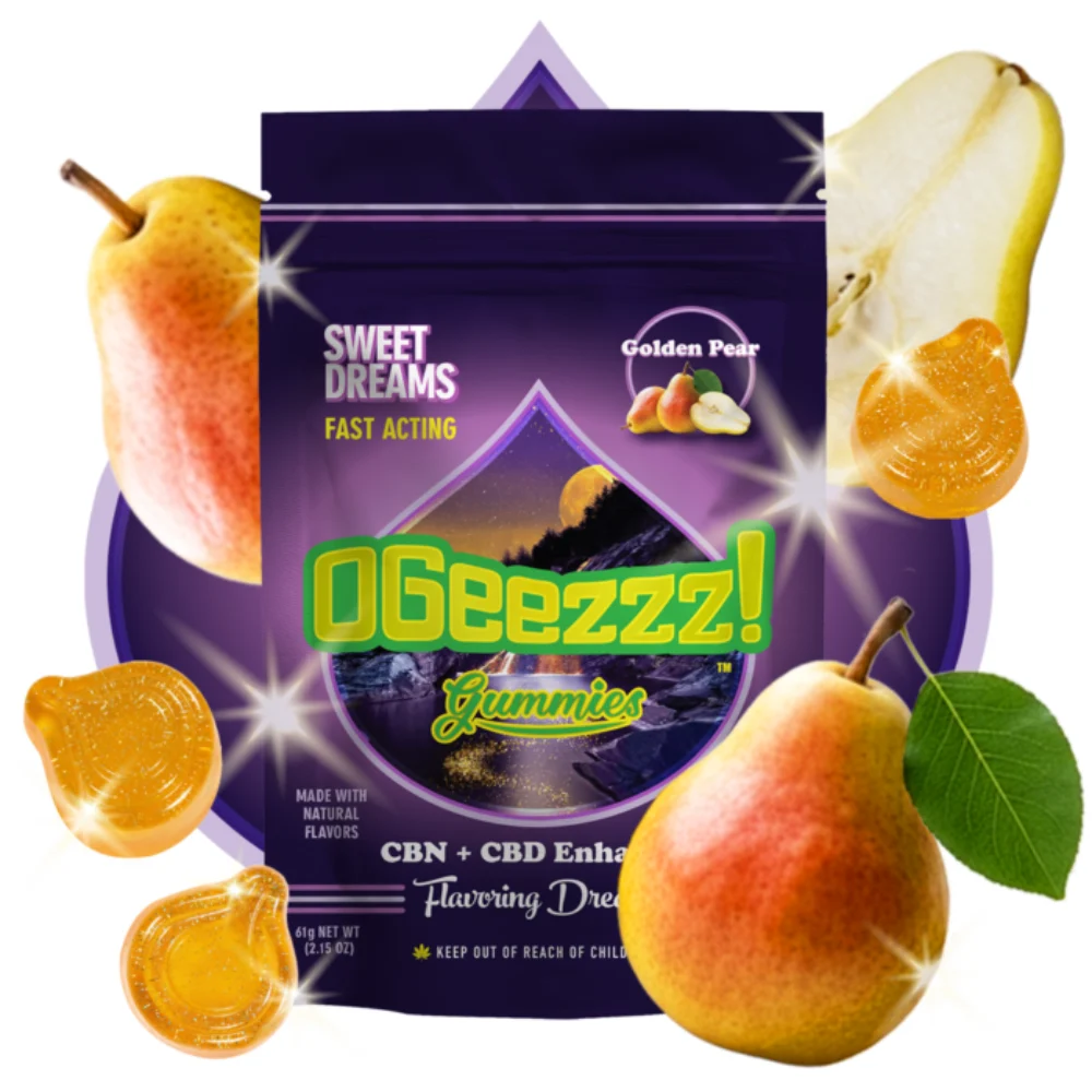 OGEEZ! - GUMMIES - 100MG THC / 100MG CBN / 100MG CBD - 10PK - GOLDEN PEAR 1:1:1 - INDICA