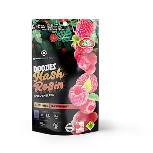 Doozies Raspberry (Indica) 10pk Hash Rosin Gummies