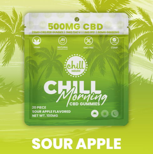 Chill Medicated - Sunrise Green Apple - 500mg CBD Gummies