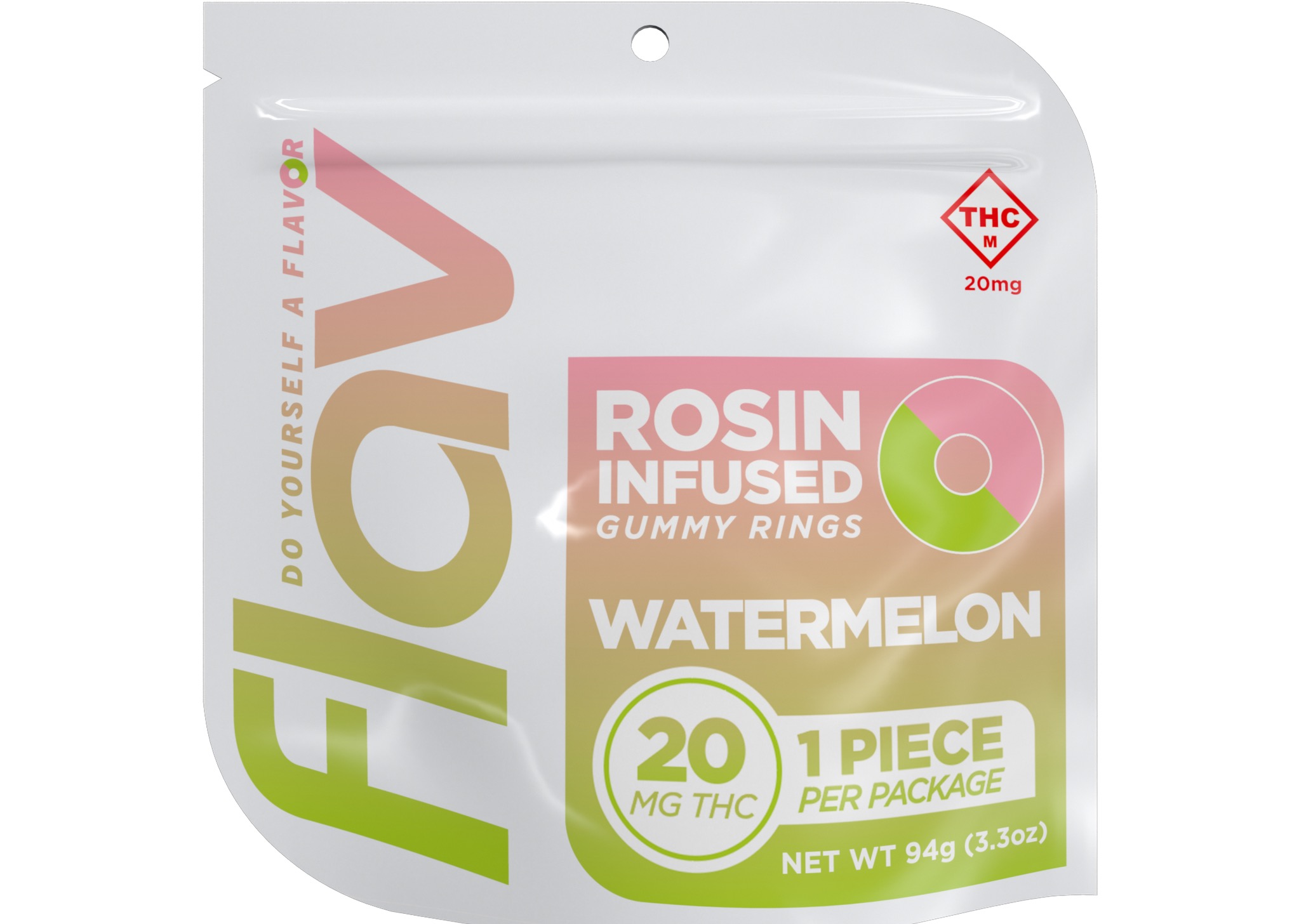 LIVE ROSIN GUMMY RINGS WATERMELON (H) 20MG