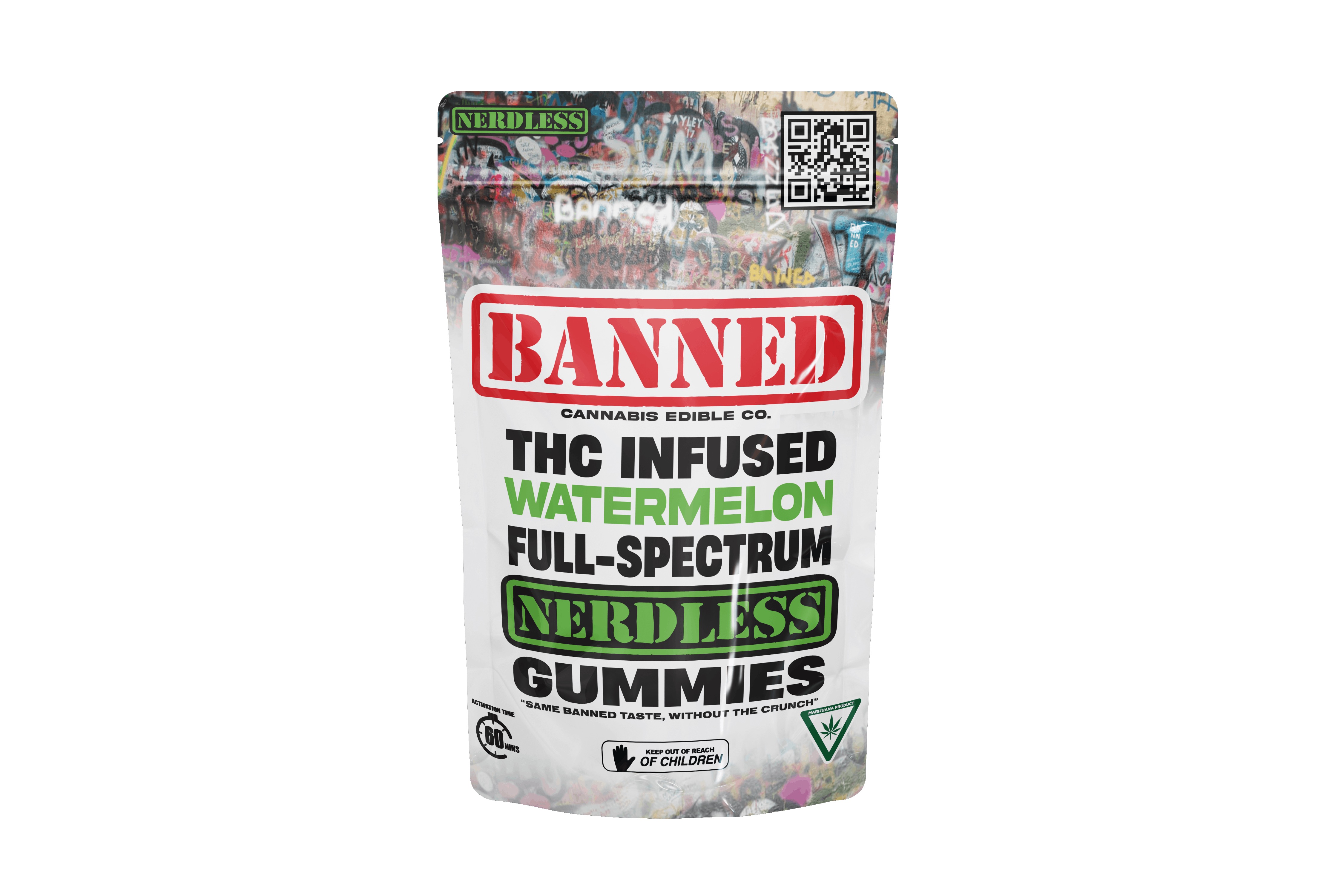 Banned | 200mg Gummies | 4pk Nerdless | Watermelon